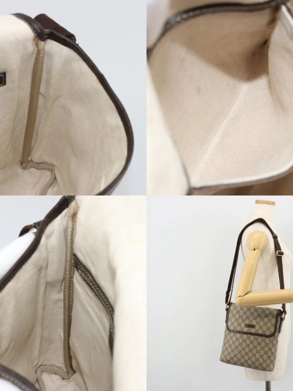 GUCCI GG Supreme Shoulder Bag PVC Beige Gold Auth 175441 - Picture 16 of 16